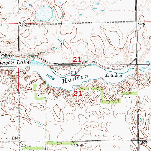 Topographic Map of Hanson Lake, SD