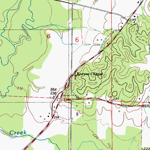 Topographic Map of Reeves Chapel, AL