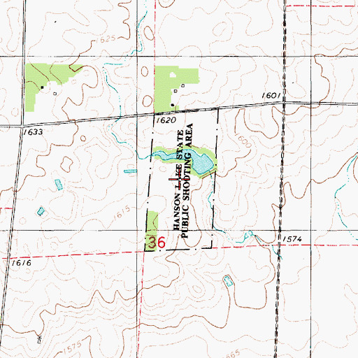 Topographic Map of Hanson Lake State Public Shooting Area, SD