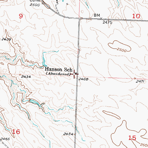 Topographic Map of Hanson School, SD