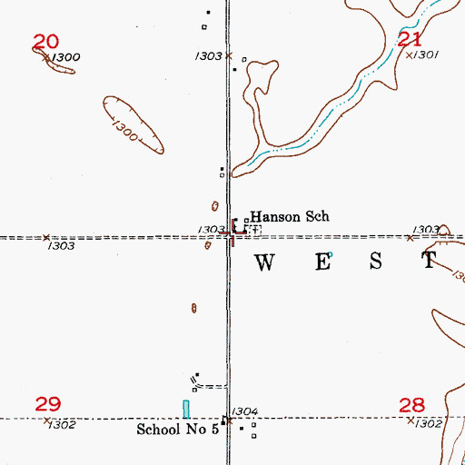 Topographic Map of Hanson School, SD