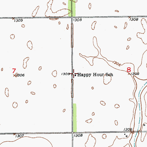 Topographic Map of Happy Hour School, SD