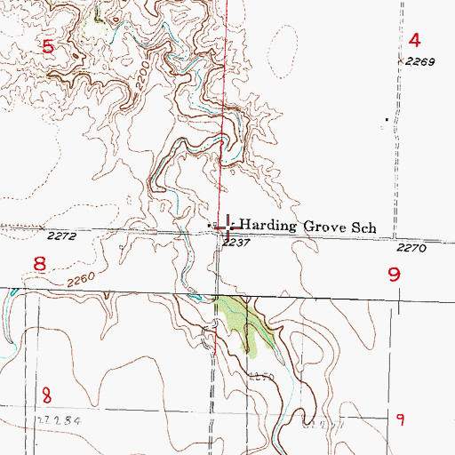 Topographic Map of Harding Grove School, SD