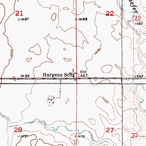 Topographic Map of Hargens School, SD