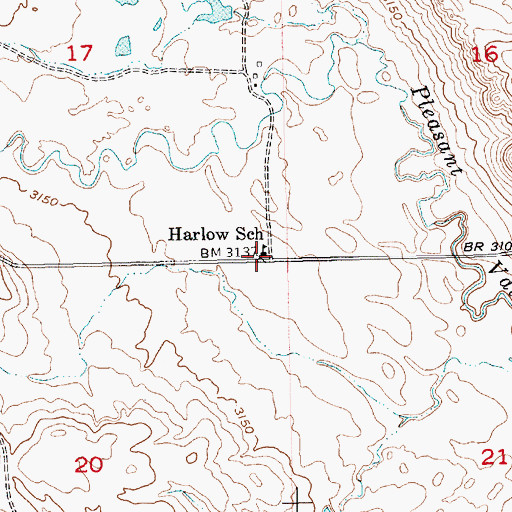 Topographic Map of Harlow School, SD