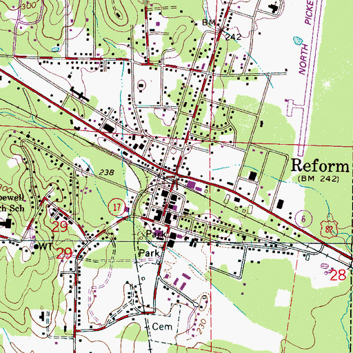 Topographic Map of Reform, AL