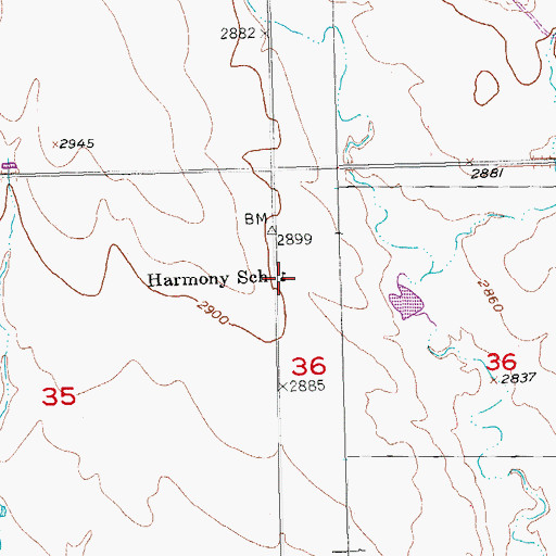 Topographic Map of Harmony School, SD