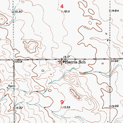 Topographic Map of Harris School, SD