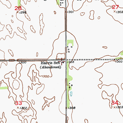 Topographic Map of Harris School, SD