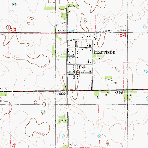 Topographic Map of Harrison, SD