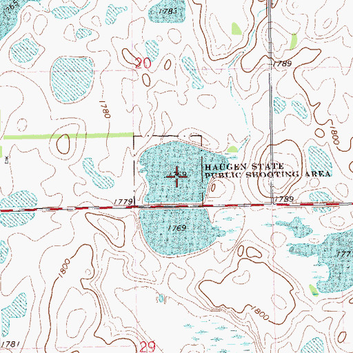 Topographic Map of Haugen State Public Shooting Area, SD