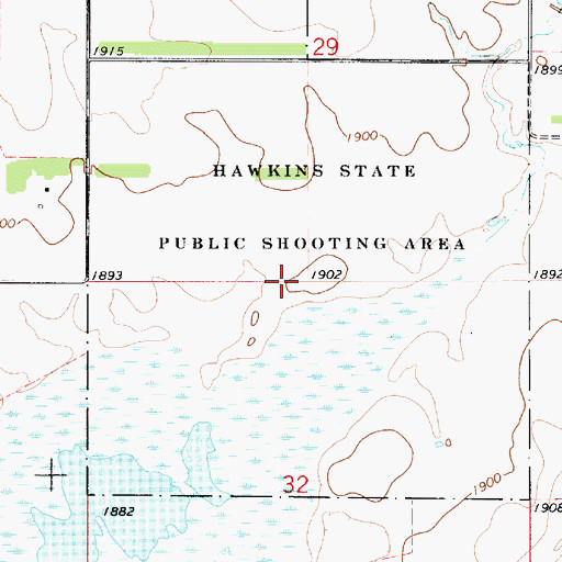 Topographic Map of Hawkins State Public Shooting Area, SD