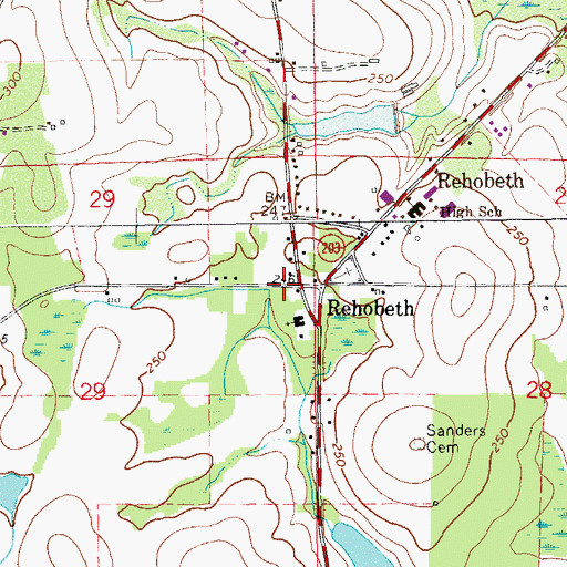 Topographic Map of Rehobeth, AL