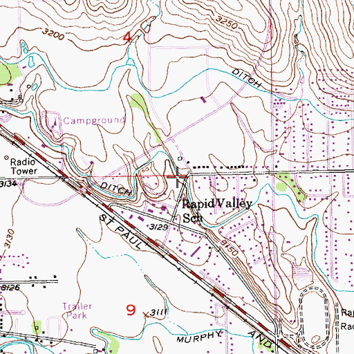 Topographic Map of Hawthorne Ditch, SD