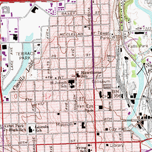 Topographic Map of Hawthorne Elementary School, SD