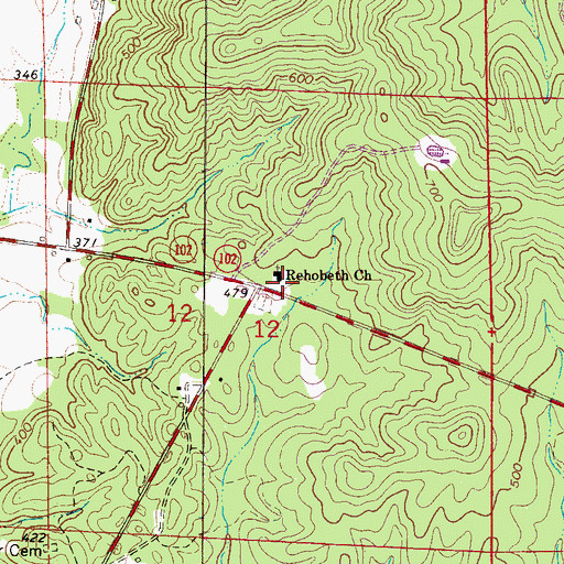 Topographic Map of Rehobeth Church, AL