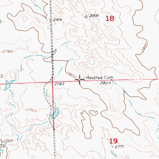 Topographic Map of Haydraw Cemetery, SD