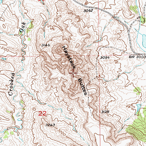 Topographic Map of Haystack Buttes, SD
