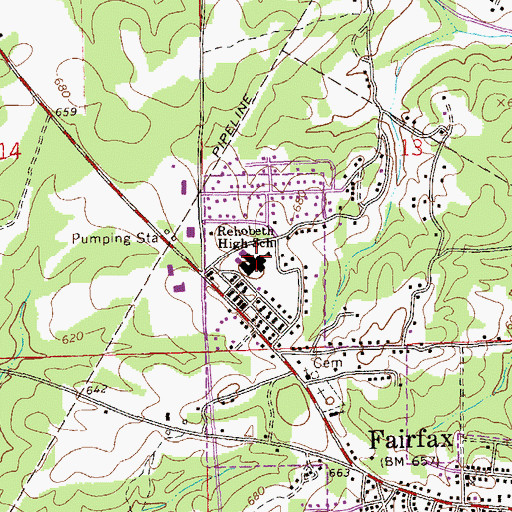 Topographic Map of Rehobeth High School, AL