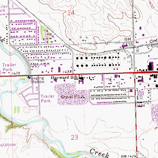 Topographic Map of Hayward Elementary School, SD