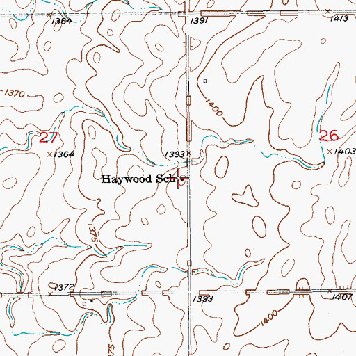 Topographic Map of Haywood School, SD