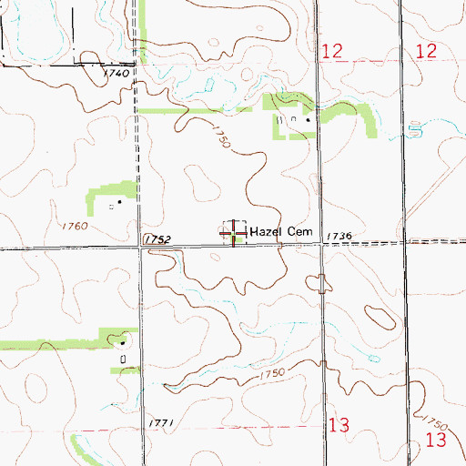 Topographic Map of Hazel Cemetery, SD