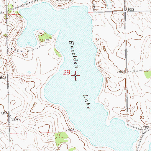 Topographic Map of Hazelden Lake, SD