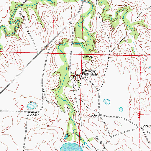 Topographic Map of He Dog Elementary School, SD