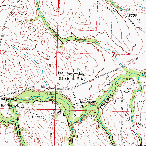 Topographic Map of He Dog Village (historical), SD