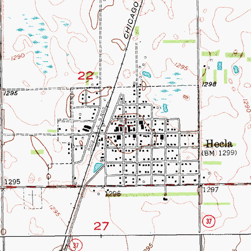 Topographic Map of Hecla, SD