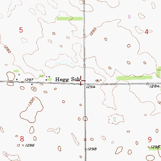 Topographic Map of Hegg School, SD