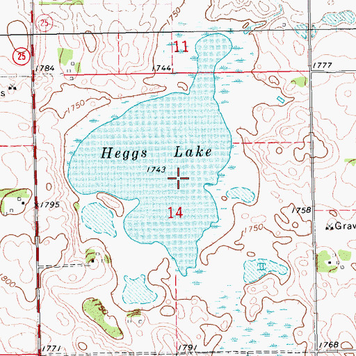 Topographic Map of Heggs Lake, SD