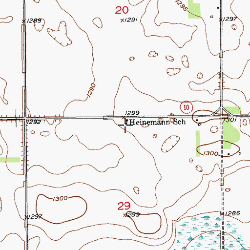 Topographic Map of Heinemann School, SD