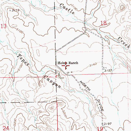 Topographic Map of Helms Ranch, SD