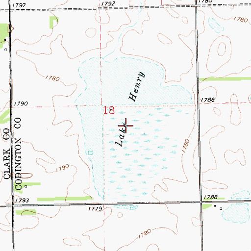 Topographic Map of Lake Henry, SD