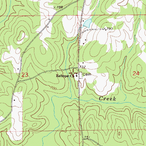 Topographic Map of Rehope Church, AL