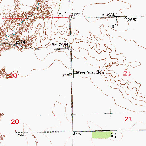 Topographic Map of Hereford School, SD