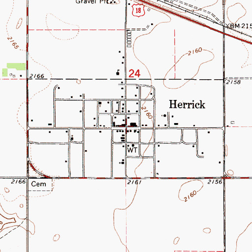 Topographic Map of Herrick, SD