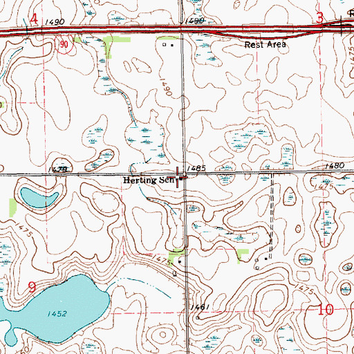 Topographic Map of Herting School, SD