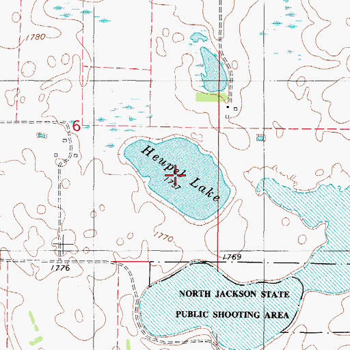 Topographic Map of Heupel Lake, SD