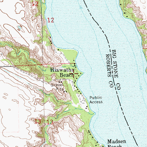 Topographic Map of Hiawatha Beach, SD