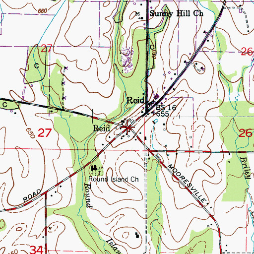 Topographic Map of Reid, AL