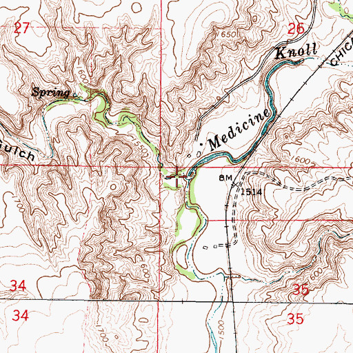 Topographic Map of Hiddenwood Gulch, SD
