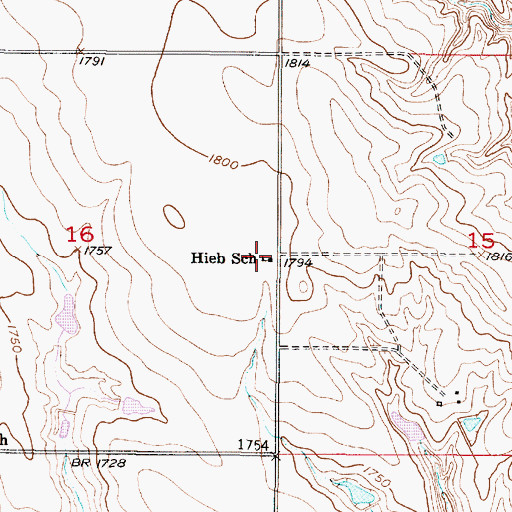 Topographic Map of Hieb School, SD