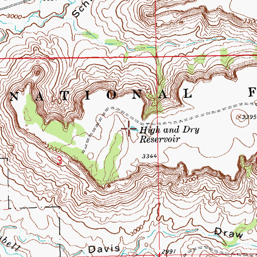 Topographic Map of High and Dry Reservoir, SD