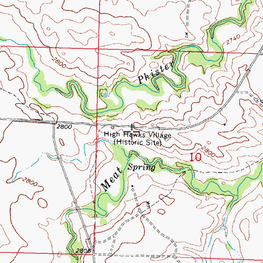 Topographic Map of High Hawks Village Historic Site, SD