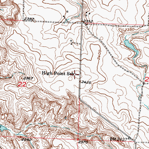Topographic Map of High Point School, SD