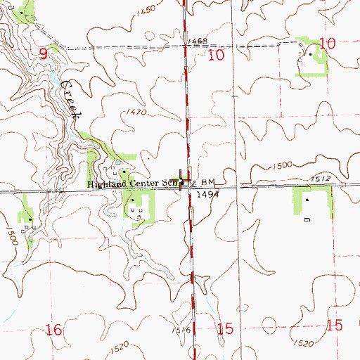 Topographic Map of Highland Center School, SD
