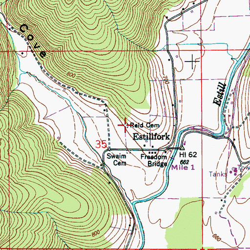 Topographic Map of Reid Cemetery, AL