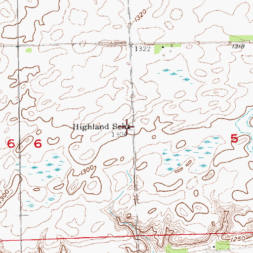 Topographic Map of Highland School, SD
